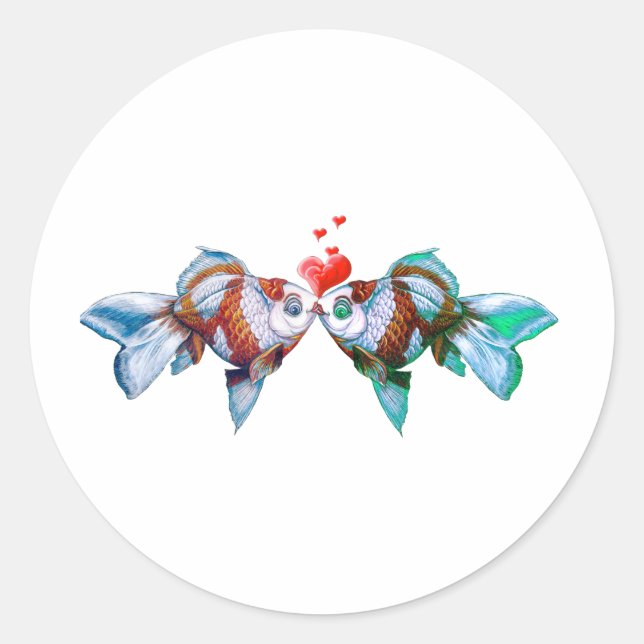 Goldfish Kiss Runder Aufkleber (Vorderseite)