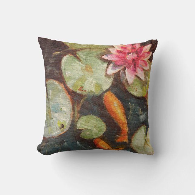 Goldfish Koi Pond Water Lilies Kissen (Vorderseite)