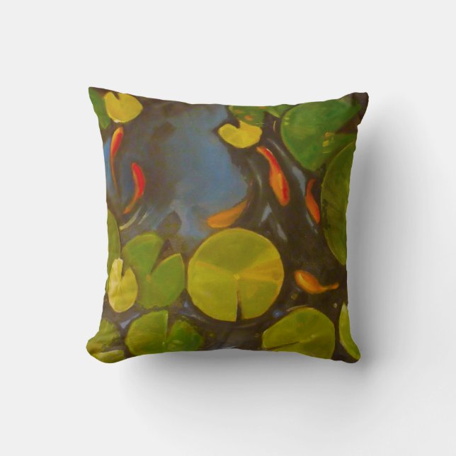 Goldfish Koi Pond Water Lilies Kissen (Vorderseite)