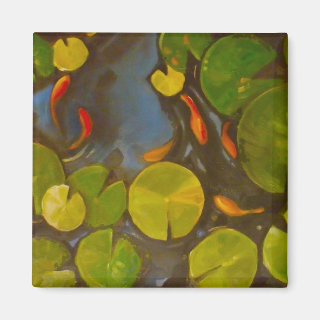Goldfish Koi Pond Water Lilies Magnet (Vorne)