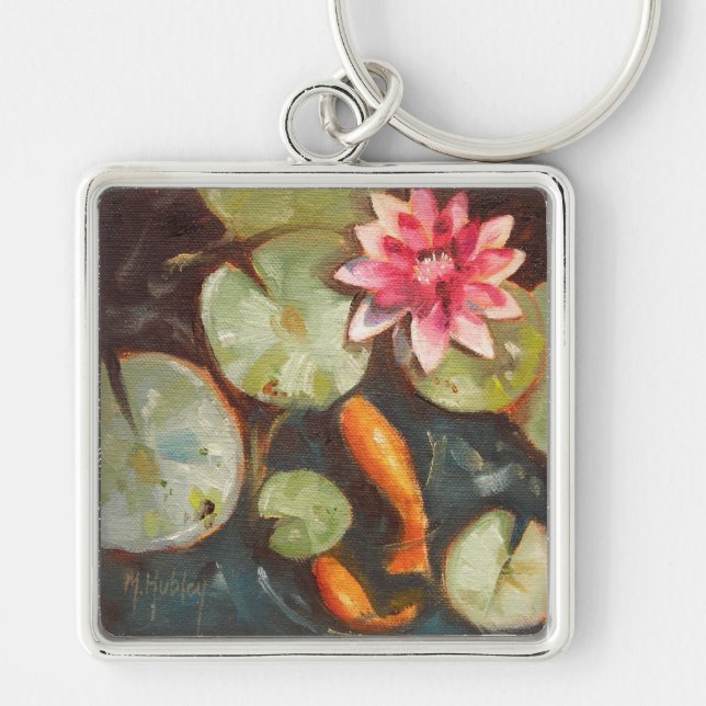 Goldfish Koi Pond Water Lilies Schlüsselanhänger (Vorne)