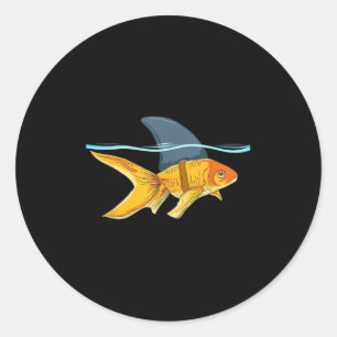 Goldfish mit Fin Shark Funny Funny Fi Shirt Runder Aufkleber