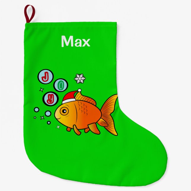 Goldfish mit Weihnachtsmannmütze und Blasen der Großer Weihnachtsstrumpf (Vorderseite)