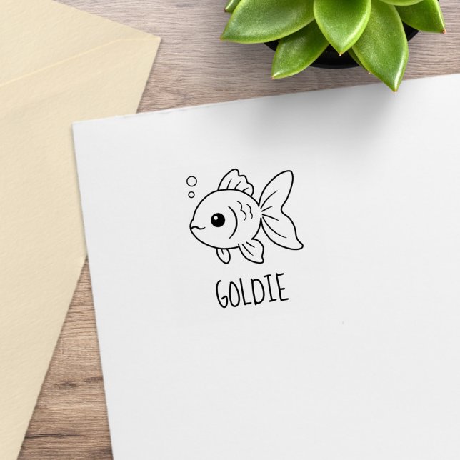 Goldfish Pet Custom Name 1x1 Gummistempel (Von Creator hochgeladen)