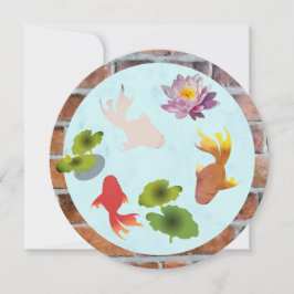 Goldfish Pond Cute Round Flat Greeting Card Karte