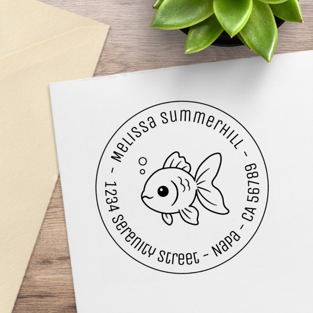 Goldfish Round Address Gummistempel (Von Creator hochgeladen)