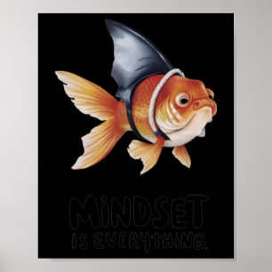 Goldfish Tragend Hai Fin Mindset S Sticker Poster