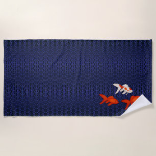 Goldfish über Seigaiha Waves Pattern Japanisch Strandtuch