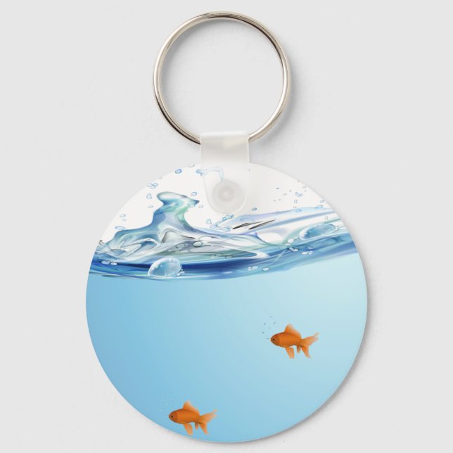 Goldfish unter Wasser Schlüsselanhänger (Vorderseite)