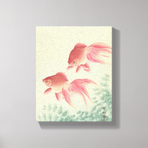 Goldfish Vintager Japanischer Holzblock Leinwanddruck