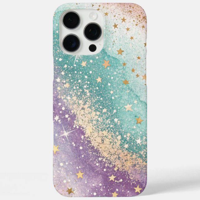 Goldfleck aquamarin und lila iPhone 16 pro max hülle (Rückseite)