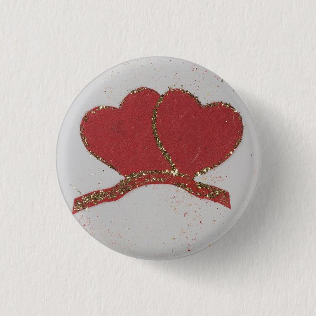 Goldfleck des roten Herzens Button (Vorderseite)