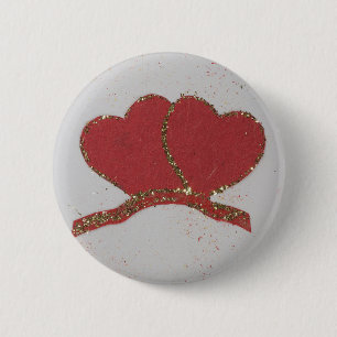 Goldfleck des roten Herzens Button