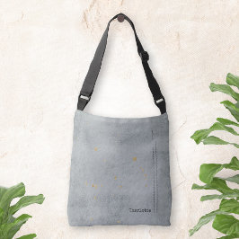 Goldflecken Grunge Minimalistisch Name Light Gray Tragetaschen Mit Langen Trägern