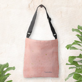 Goldflecken Grunge Minimalistisch Name Pastel Pink Tragetaschen Mit Langen Trägern