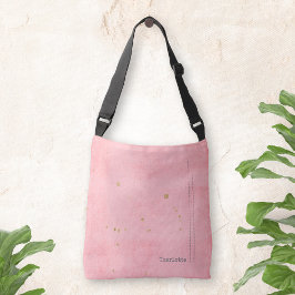 Goldflecken Grunge Minimalistisch Name Rosa Tragetaschen Mit Langen Trägern