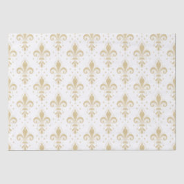 Goldfleur-de-lis-nahtloses Muster auf weiß Seidenpapier