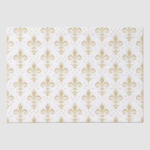 Goldfleur-de-lis-nahtloses Muster auf weiß Seidenpapier