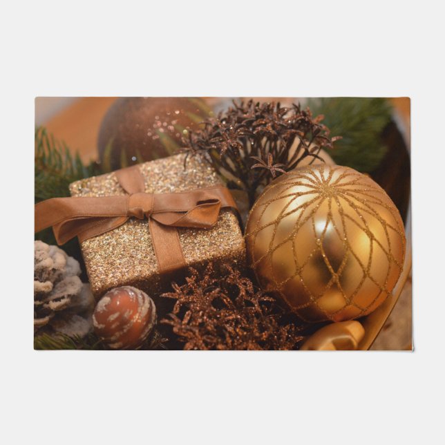 Goldflitter-und -Weihnachtsgeschenk Fußmatte (Vorderseite)