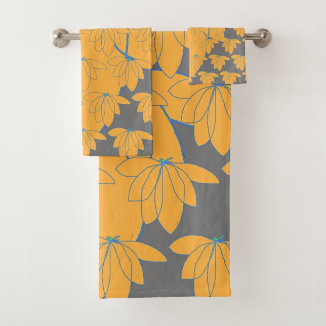 Goldfloral auf grauem Geschenk Badhandtuch Set (Insitu)
