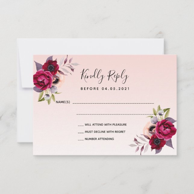 Goldflorale für Hochzeiten der Rose RSVP Karte (Vorderseite)