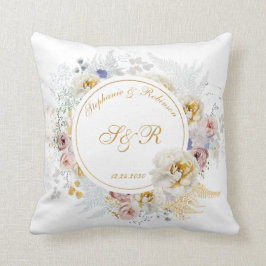 Goldflorale Monogramm-Hochzeit Kissen
