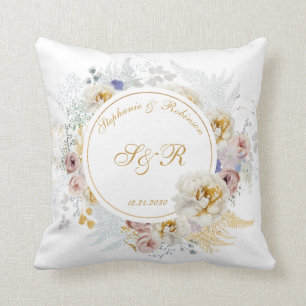 Goldflorale Monogramm-Hochzeit Kissen