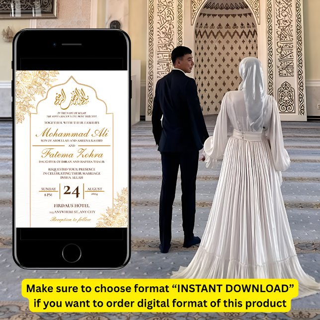 Goldflorale Moschee Elegance Muslime Hochzeit Nika Einladung (Von Creator hochgeladen)