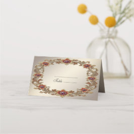 Goldflorale Rahmen mit Rot-Steine-Platzkarte Platzkarte