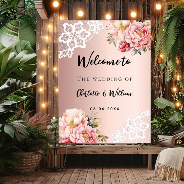 Goldfloralen der Hochzeitstille der Rose - Begrüßu Poster (Von Creator hochgeladen)