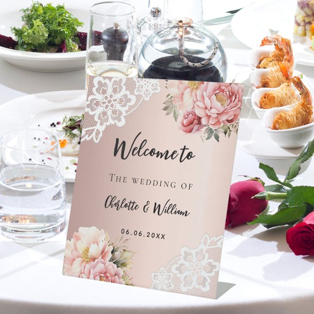 Goldfloralen der Hochzeitstille der Rose - Begrüßu Sockelschild (Von Creator hochgeladen)