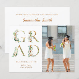 GoldfloralTypografie Modernes Foto Abschluss Ankündigung