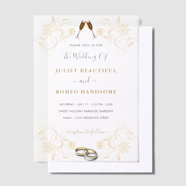 Goldfloralvellum Hochzeitsvorlage (Versetzt)