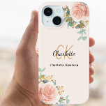 Goldflorchen aus beigefarbener Rose, monogramm, el iPhone 16 Pro Hülle<br><div class="desc">Ein trendiger,  beige,  cremefarbener Hintergrund. Die Blume und das Grün sind aus Rose und Aquarell. Personalisieren und fügen Sie Ihren Vornamen,  Monogramm-Initialen und vollständigen Namen.</div>
