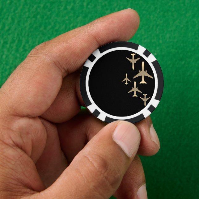Goldflugzeuge Pokerchips (Hand)