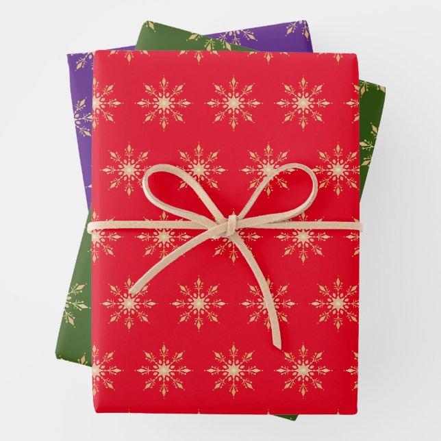 Goldfohlen Weihnachtsschneeflocke Geschenkpapier Set (Beispiel)