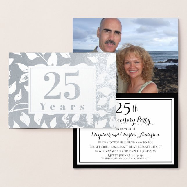 Goldfoil 25. Hochzeitstag Einladungen (Anzeige)
