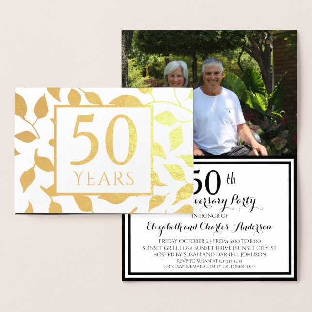 Goldfoil 50. Einladungen zum Hochzeitstag (Anzeige)