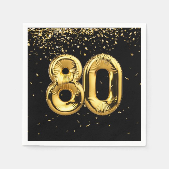 Goldfoil 80 Ballons und Confetti Napkins Serviette (Vorderseite)