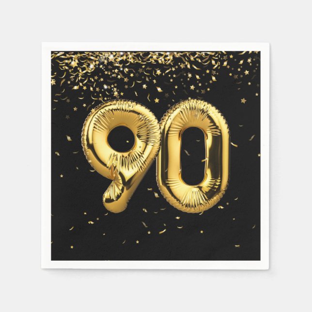 Goldfoil 90 Ballons und Confetti Napkins Serviette (Vorderseite)