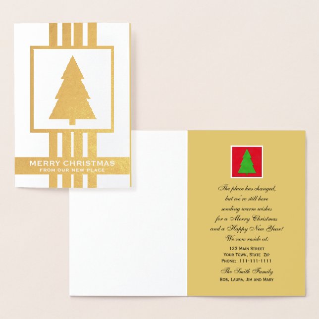 Goldfoil Änderung der Adresse Weihnachtskarte Folienkarte (Anzeige)