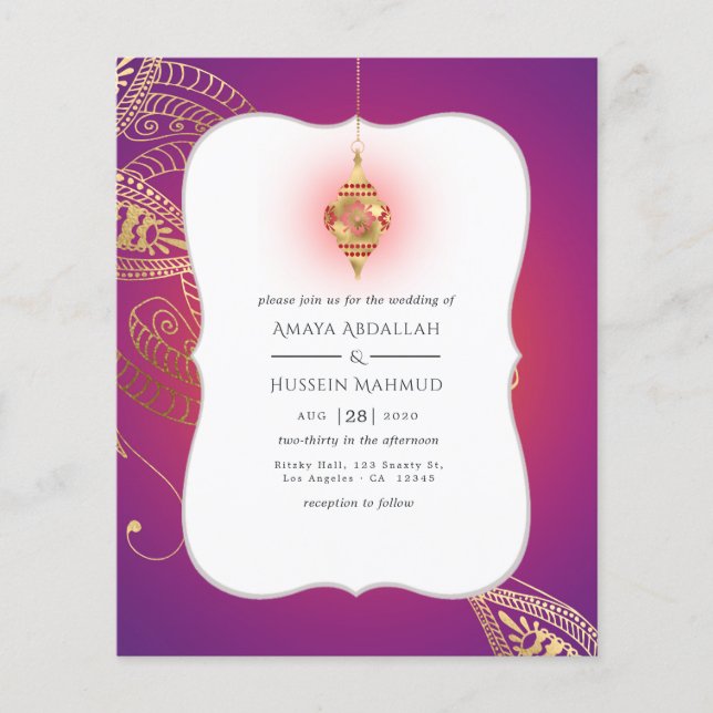 Goldfoil Arabian Bollywood Einladung zur Hochzeit Flyer (Vorne)