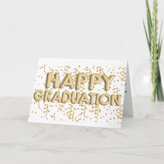 Goldfoil Balloons Glücklicher Abschluss Karte (Vorderseite)
