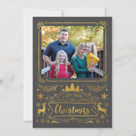 Goldfoil Collage auf grauem Foto Weihnachten