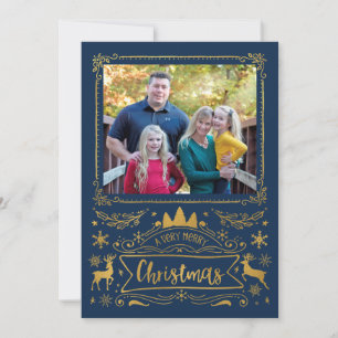 Goldfoil Collage auf Navy Blue Foto Weihnachten