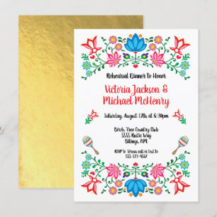 Goldfoil Floral Mexican Fiesta Probe Dinner Einladung