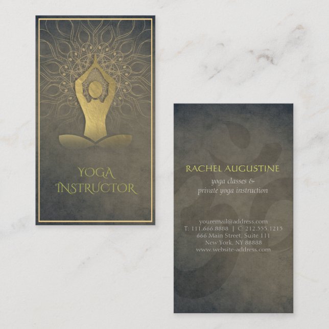 Goldfoil Mandala Bloral Yoga Meditation Om Symbol Visitenkarte (Vorne/Hinten)