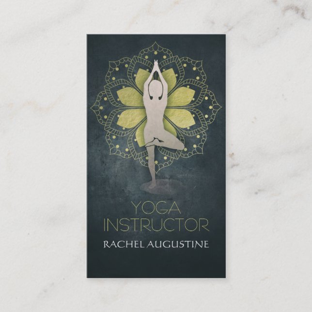 Goldfoil Mandala Floral & Yoga Meditation Pose Om Visitenkarte (Vorderseite)
