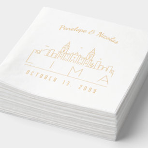 Goldfoil Personalisiert Lima Wedding Napkins Servietten Mit Folie