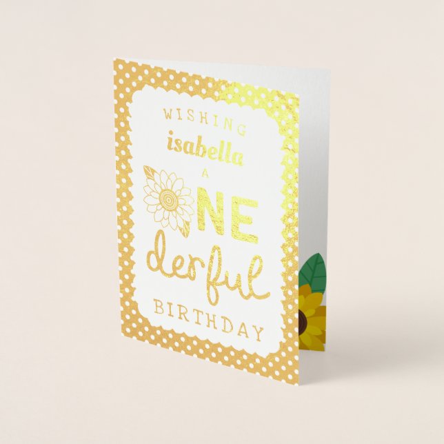 Goldfoil Sonnenblume Ein Geburtstag Folienkarte (Vorderseite)